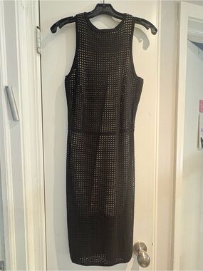 Black Sleeveless Mesh Pencil Dress